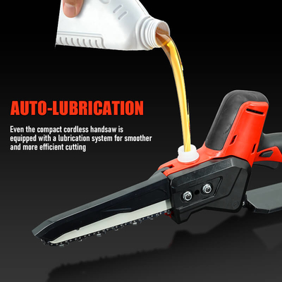 8 Inch Cordless Battery Operated Chainsaw with Brushless Motor Strong Cutting and Auto Chain Oiling System