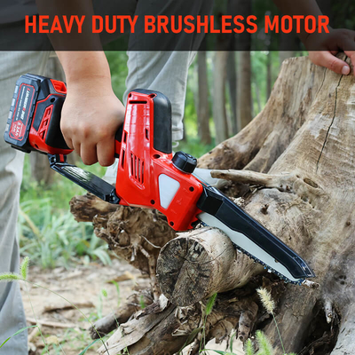 8 Inch Cordless Battery Operated Chainsaw with Brushless Motor Strong Cutting and Auto Chain Oiling System