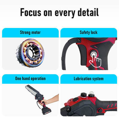 Hot Sale 6-Inch Battery-Powered Brushless Electric Chainsaw Rechargeable Mini Cordless Pruning Pole Saw