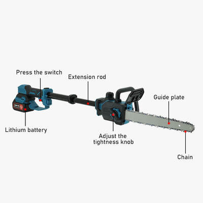 12 Inch 550W 21V Electric Pole Chainsaw Cordless Telescopic Chainsaw for Tree Trimming