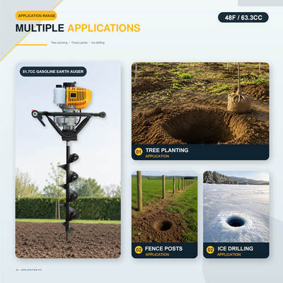 Gasoline Earth Auger Post Hole Digger for Farm Garden Tree Planting — One-Man Post Hole Digger Drill for Fencing, Tree Planting & Gardening